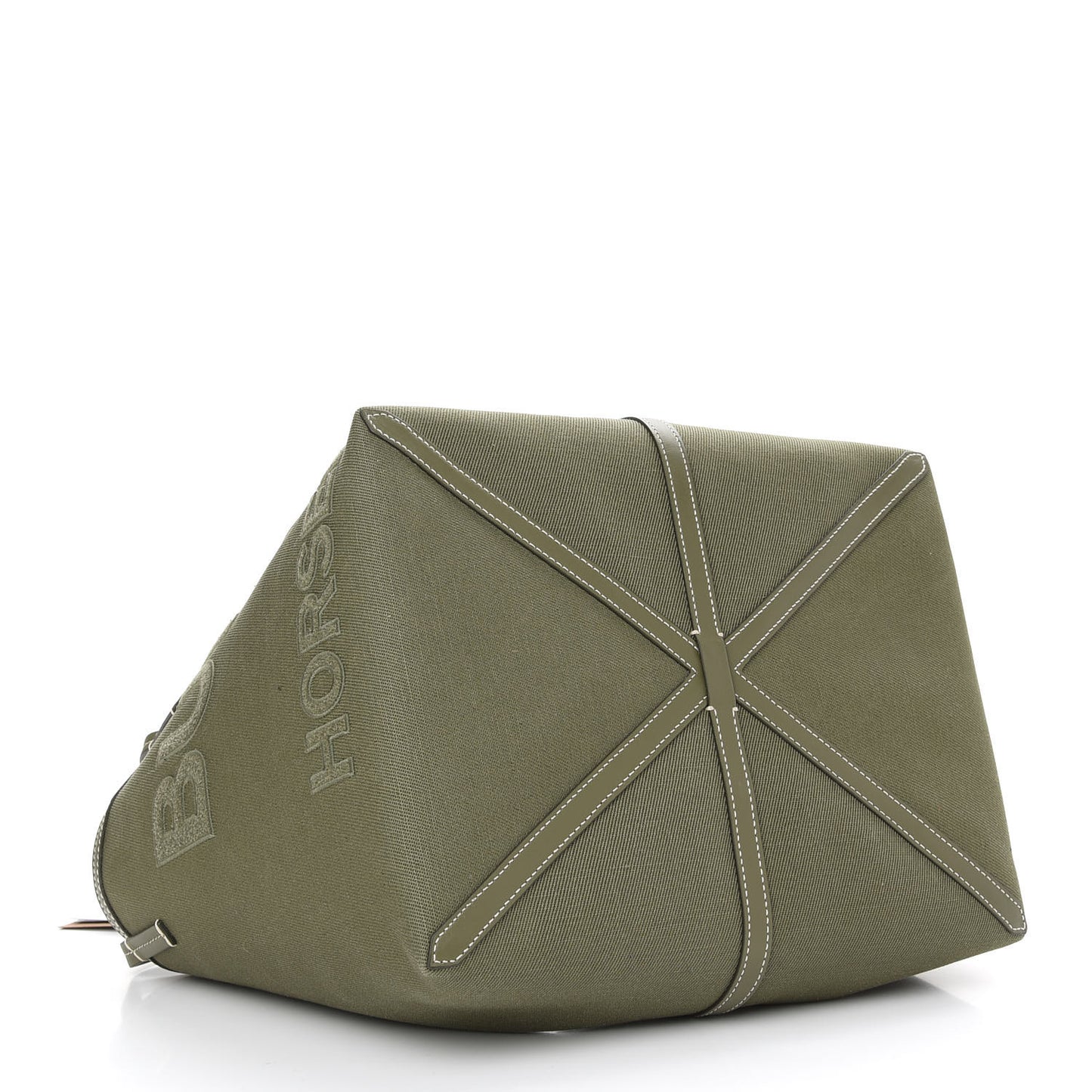 Cotton Canvas Horseferry Print Tote Dark Fern Green