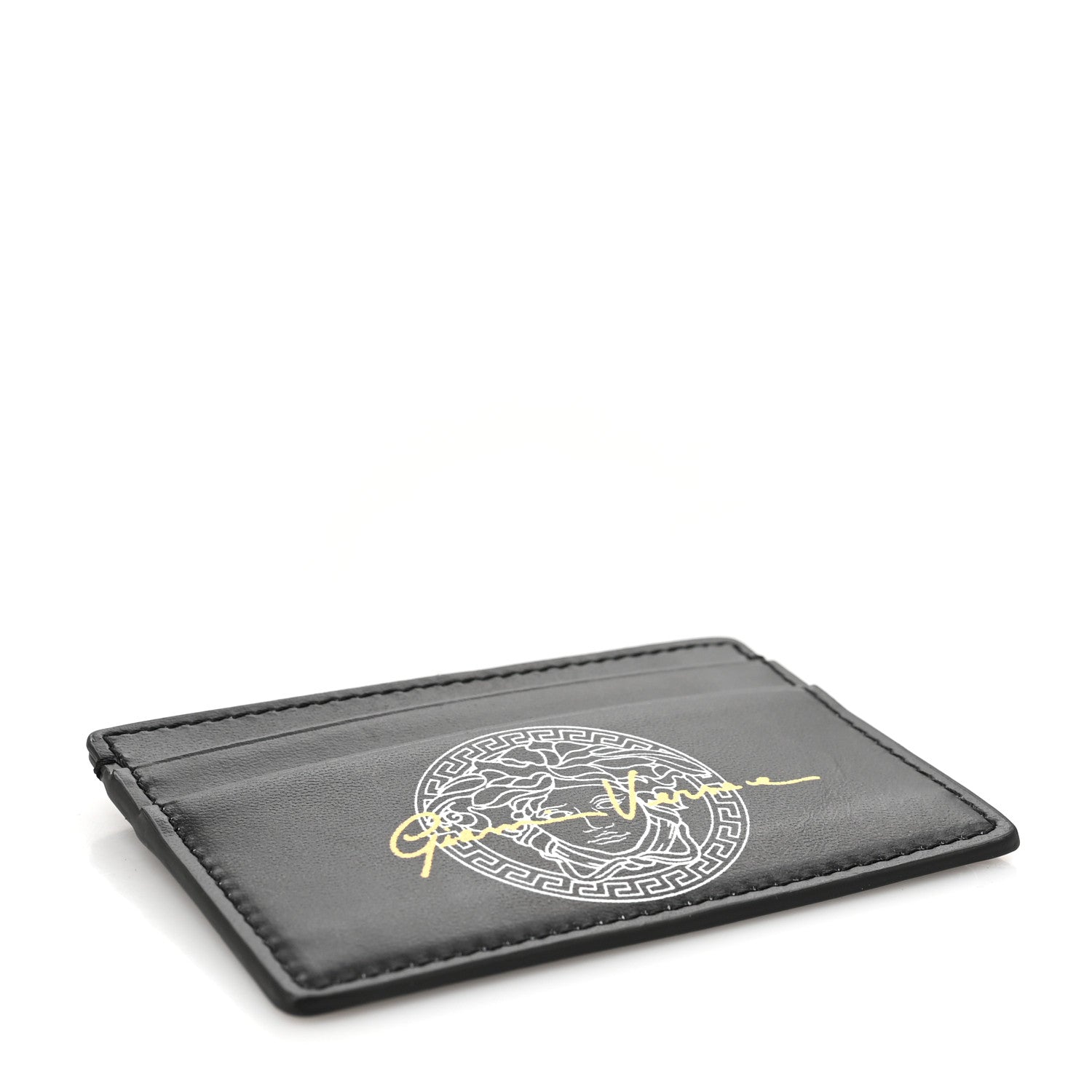 Versace Calfskin Logo Card Holder Black 4 of 6