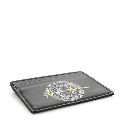 Versace Calfskin Logo Card Holder Black 4 of 6