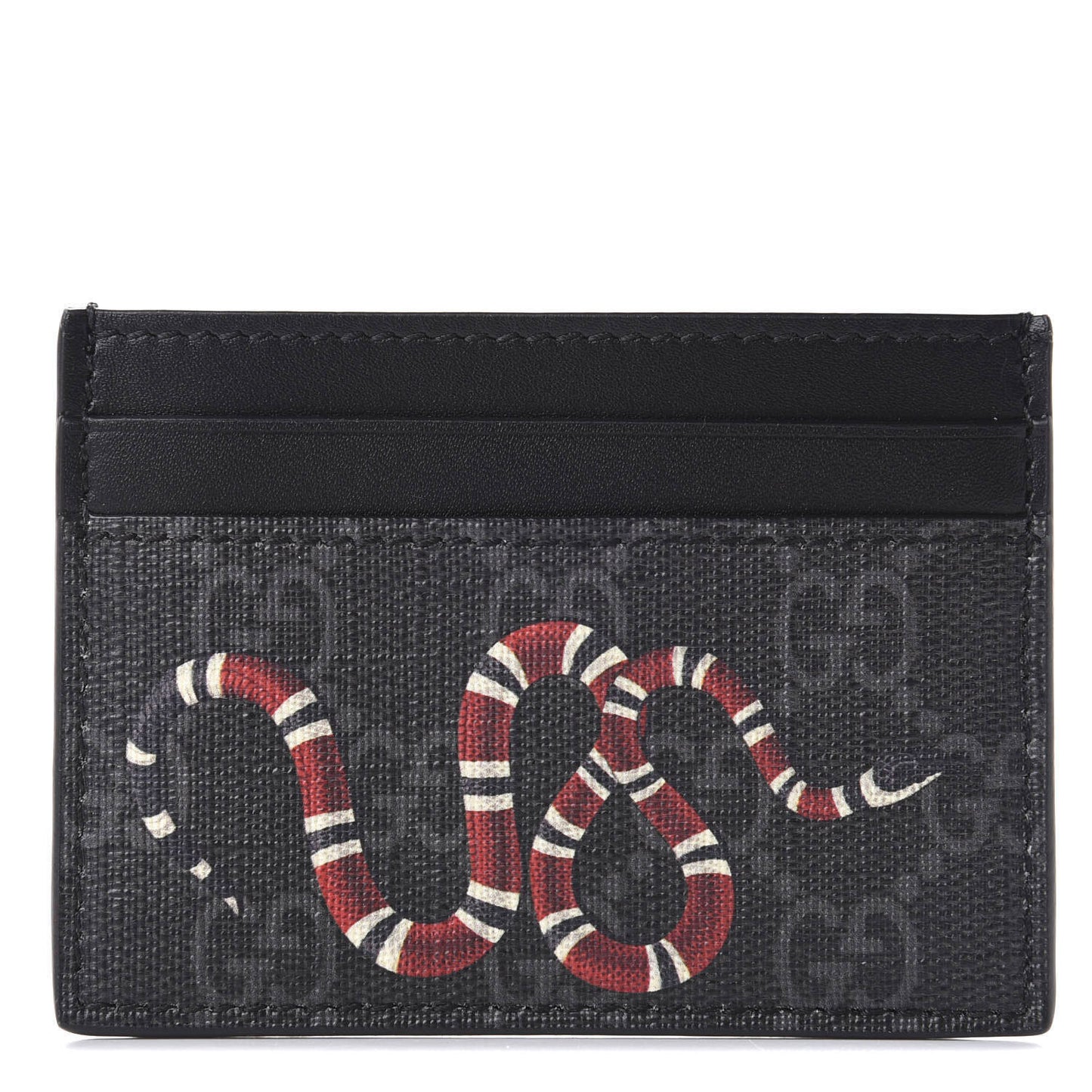 GG Supreme Monogram Kingsnake Card Holder Black Grey