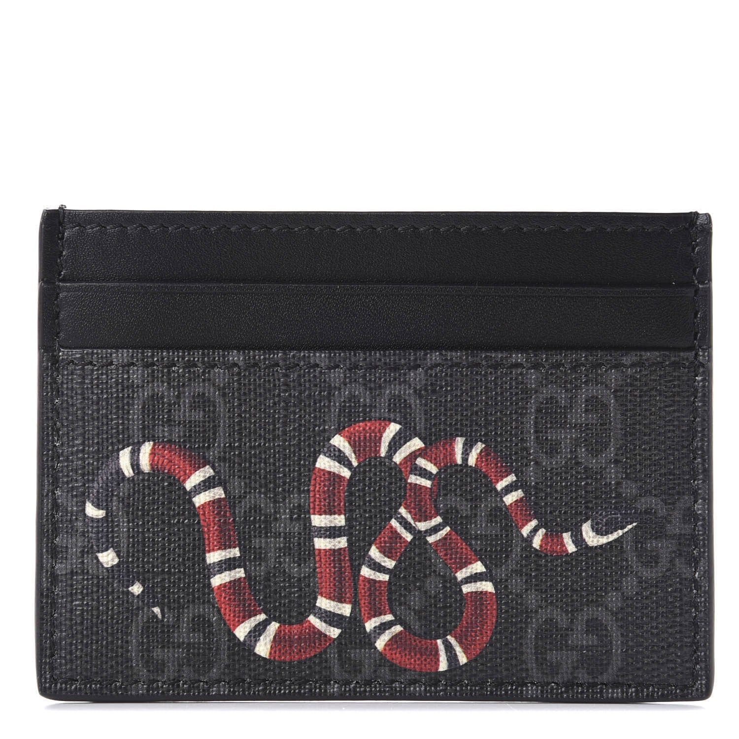 Gucci GG Supreme Monogram Kingsnake Card Holder Black Grey 1 of 8