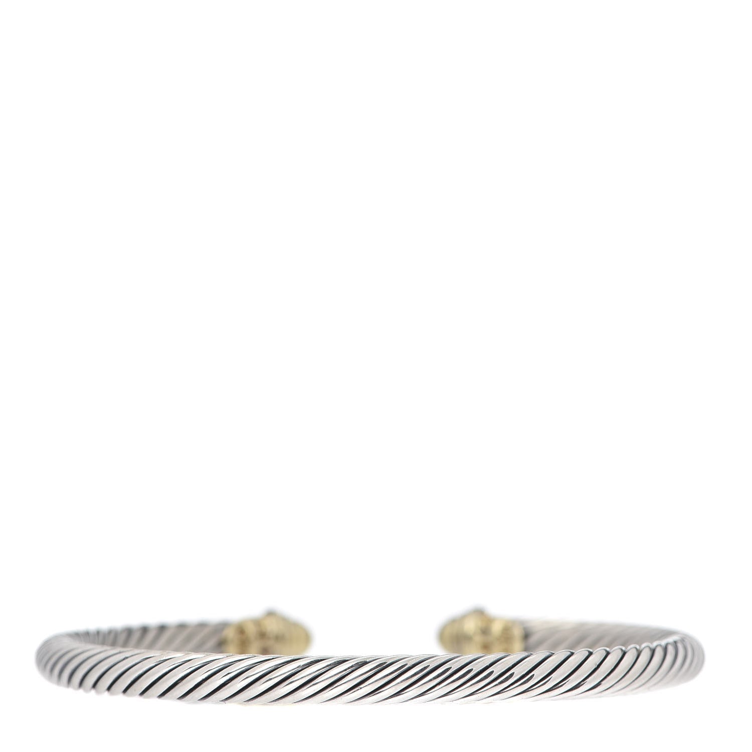 David Yurman Sterling Silver 18K Yellow Gold Diamond 4mm Cable Kids Bracelet 3 of 5