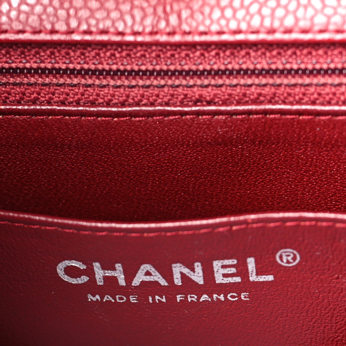 Caviar Quilted Jumbo Single Flap Dark Red