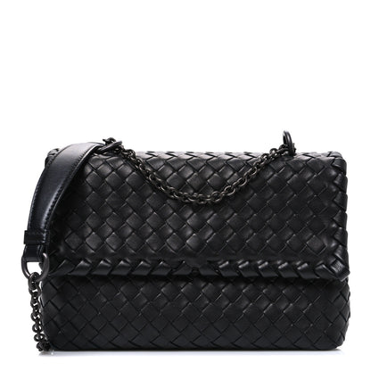 Bottega Veneta Nappa Intrecciato Baby Olimpia Shoulder Bag Black 1 of 12