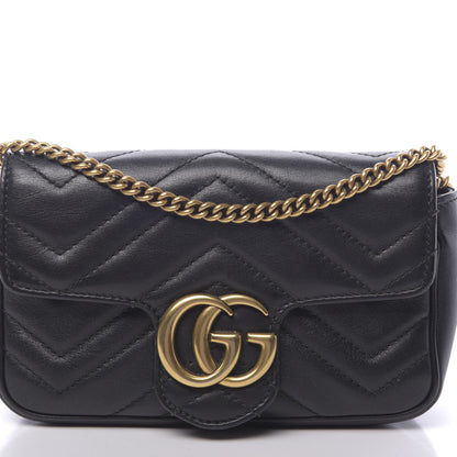 Gucci Calfskin Matelasse Super Mini GG Marmont Shoulder Bag Black 12 of 12