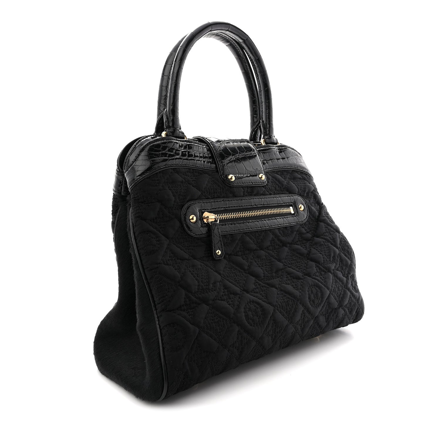 Monogram Silk Pony Hair Alligator Trim Linda Black