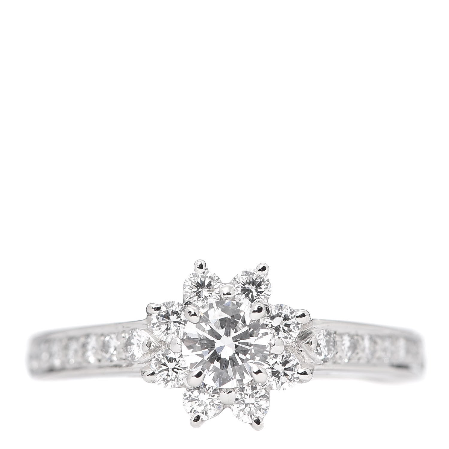 Tiffany Platinum Diamond .64ct Flora Ring 53 6.25 1 of 7