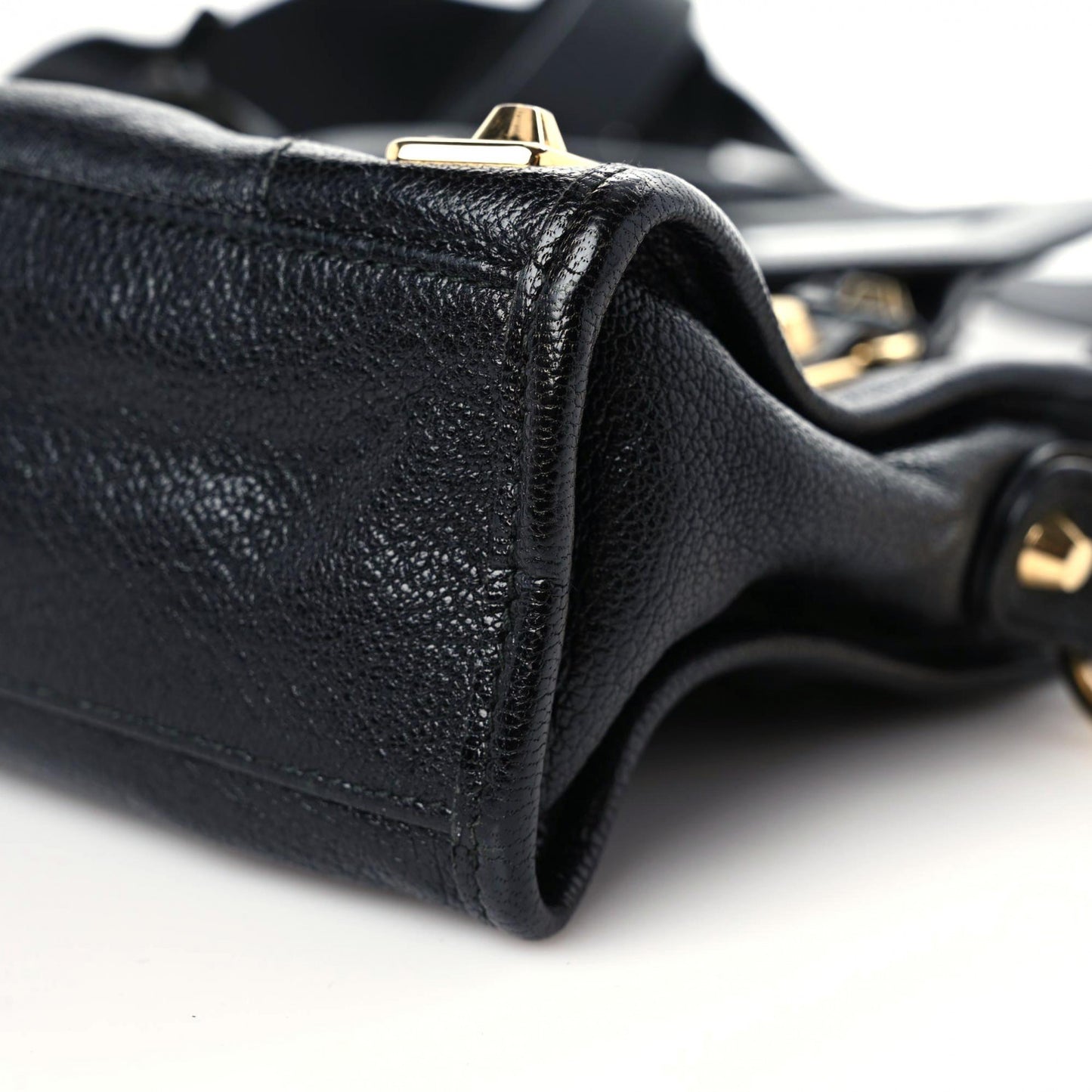 Chevre Gold Metallic Edge Hardware Mini City Black