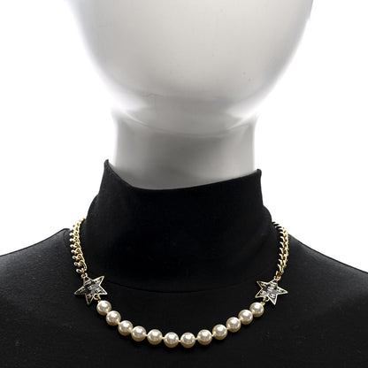 Chanel Pearl Crystal CC Star Choker Necklace Gold 2 of 4