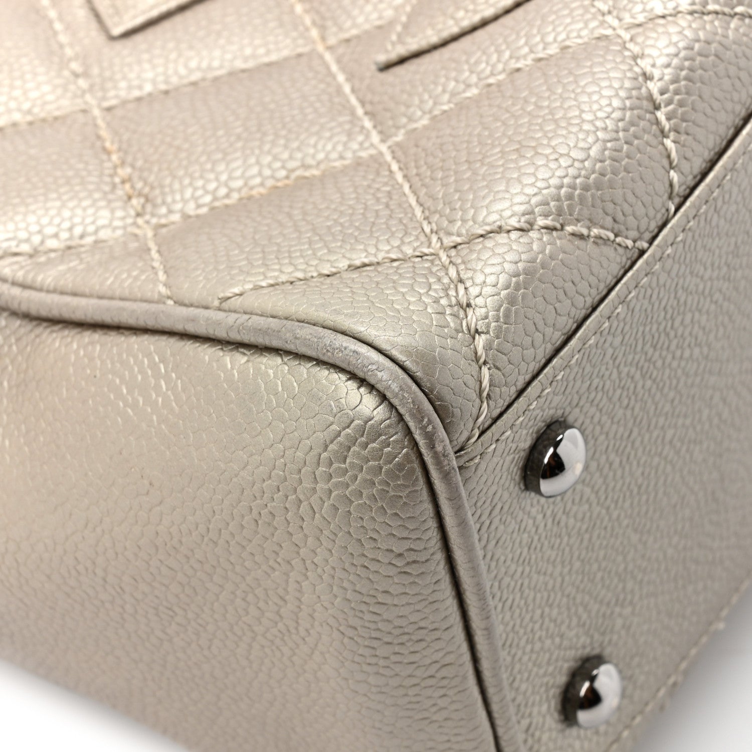 Chanel Metallic Caviar Quilted Timeless Bowler Silver 11 of 14