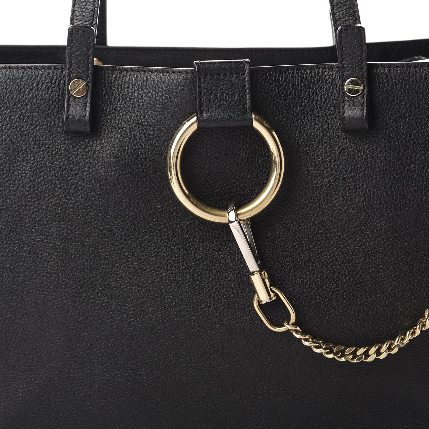 Grained Calfskin Suede Small Faye Tote Black