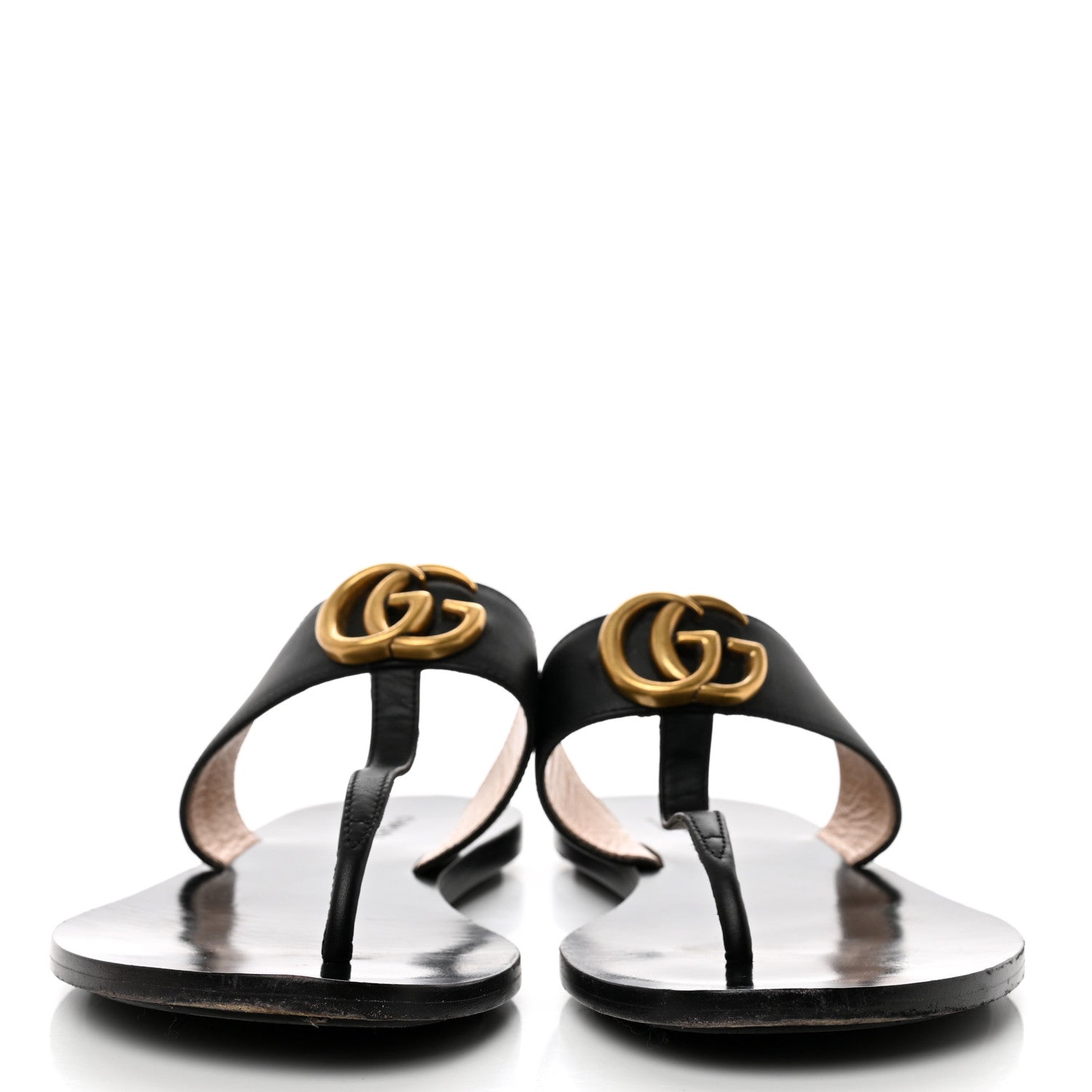 Gucci Calfskin GG Marmont Thong Sandals 39 Black 2 of 8