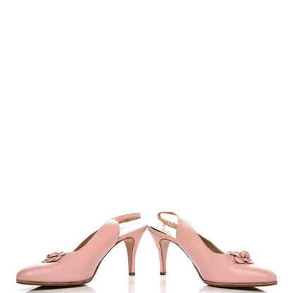 Chanel LambskinCamellia Slingback Pumps Heels 39.5 Pink 10 of 11