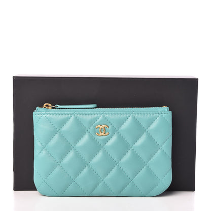 Chanel Lambskin Quilted Small Cosmetic Case Turquoise 9 of 9