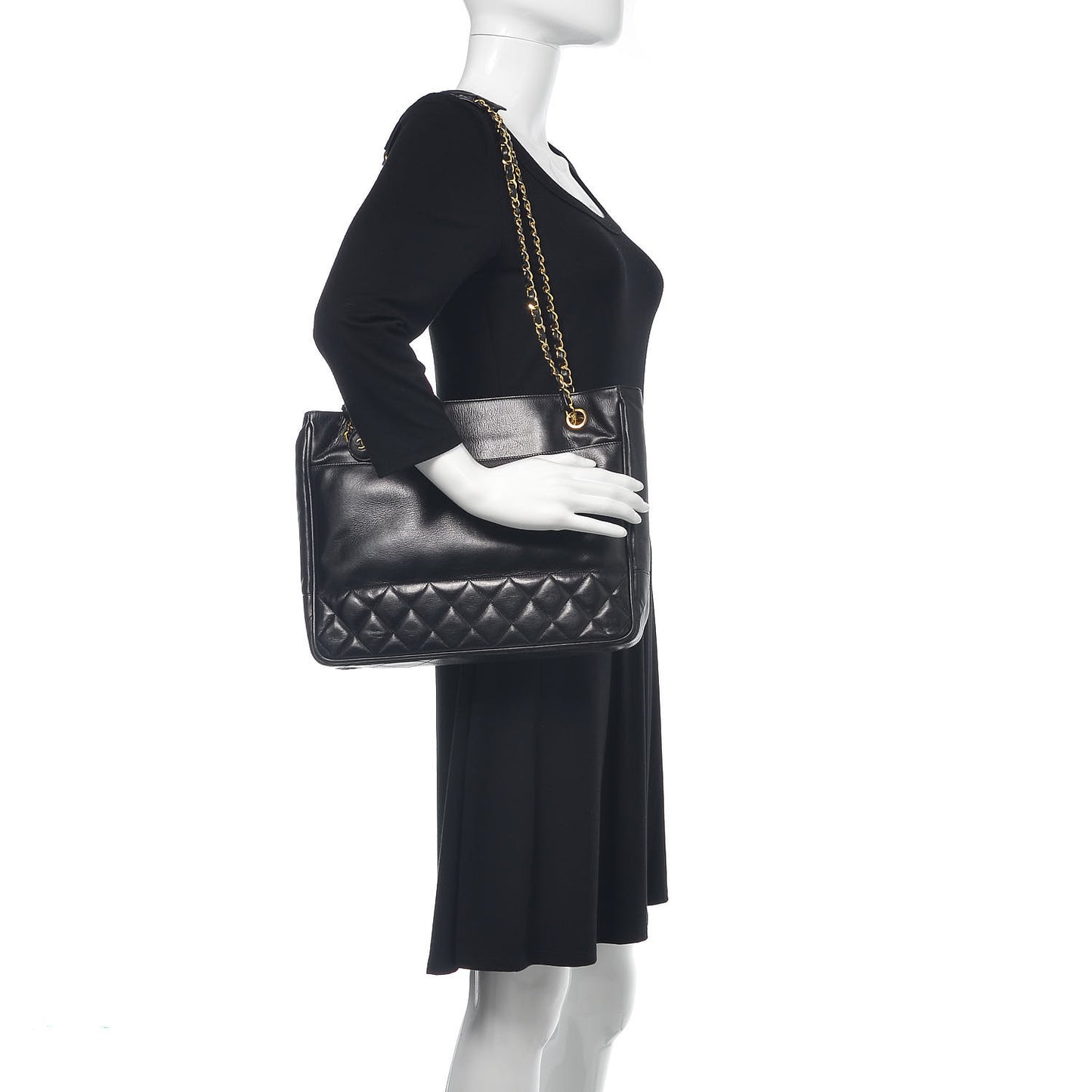 Lambskin Quilted Shoulder Bag Black