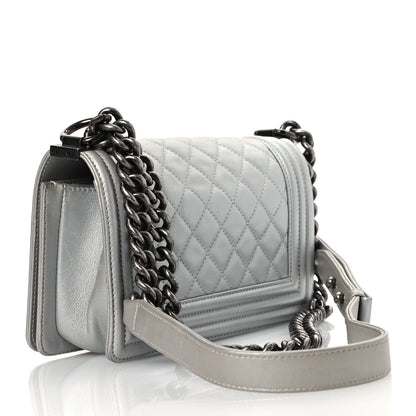 Chanel Metallic Lambskin Quilted Small Boy Flap Silver 2 of 17