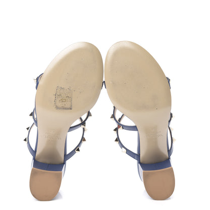 Valentino Garavani Calfskin Rockstud 60mm Caged Slide Sandals 36 Light Ocean 5 of 11
