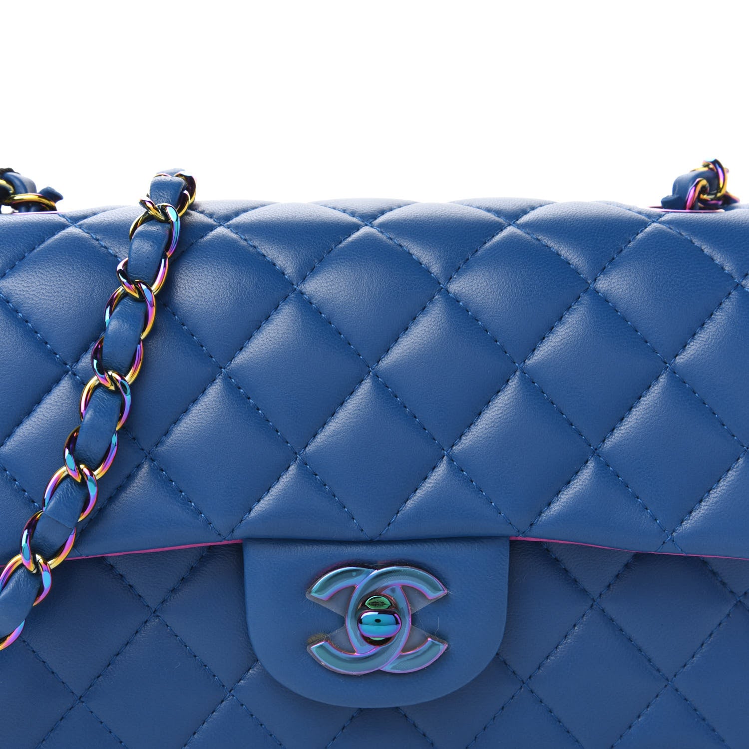 Chanel Lambskin Quilted Mini Rectangular Flap Blue Purple 10 of 10