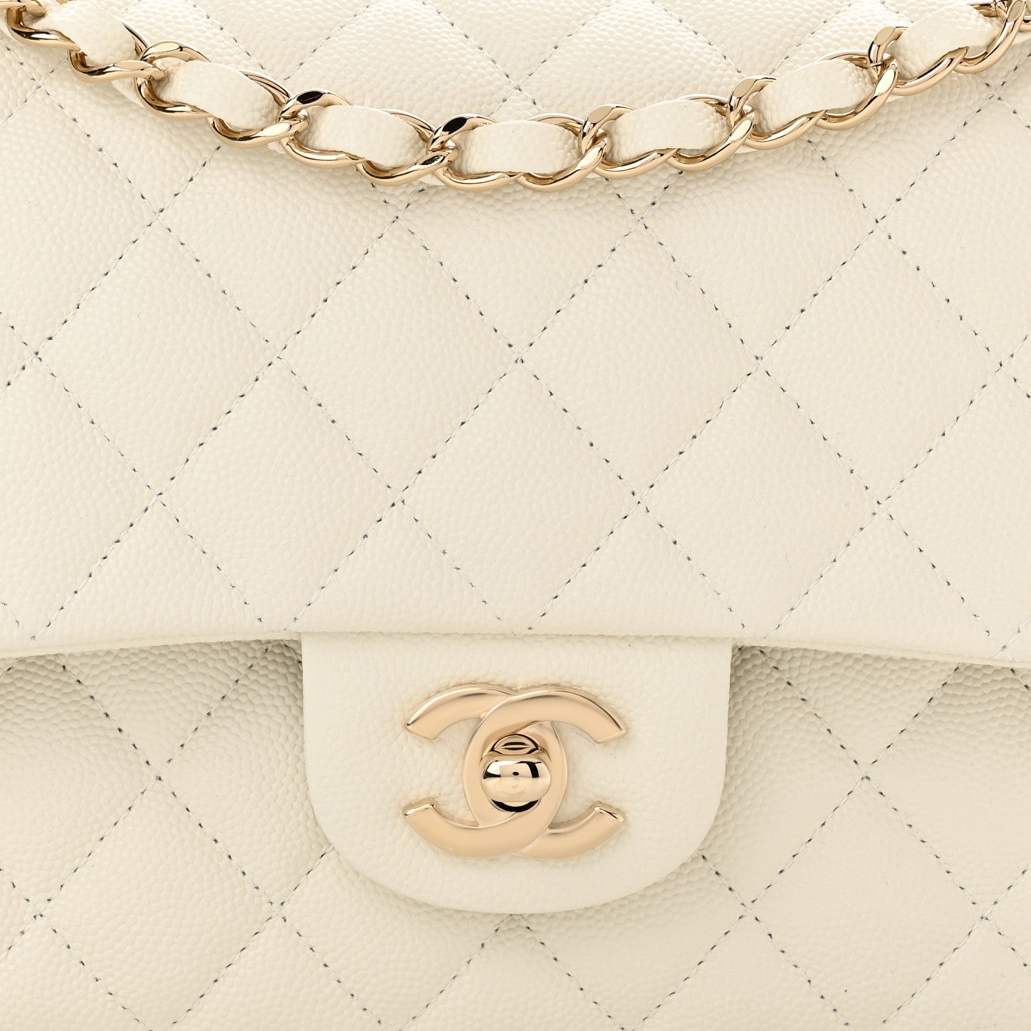 Chanel Caviar Quilted Medium Double Flap White 8 of 10