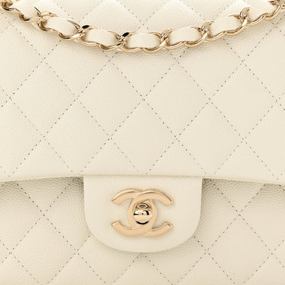 Chanel Caviar Quilted Medium Double Flap White 8 of 10