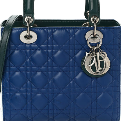 Christian Dior Lambskin Cannage Medium Tri-Color Lady Dior Blue Celeste Deep Green 8 of 14