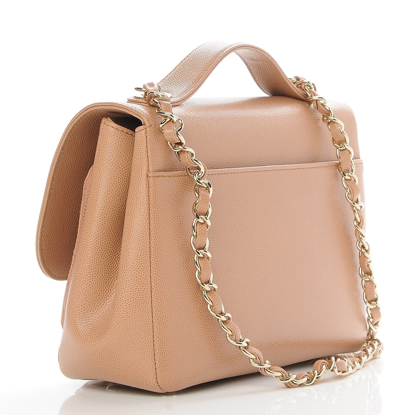 Caviar Quilted Small Business Affinity Flap Camel