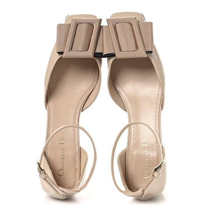 Christian Dior Patent Grosgrain Bow Idylle 35mm Ankle Strap Pumps 38.5 Nude 2 of 9