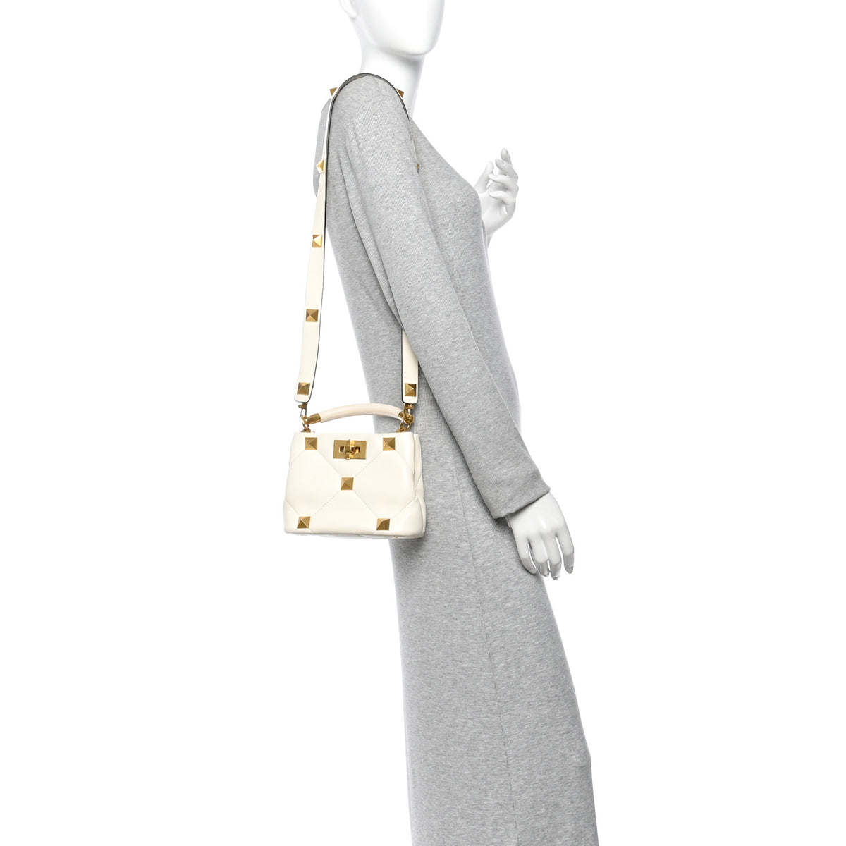 Valentino Garavani Nappa Mini Roman Stud The Handle Bag Ivory 2 of 9