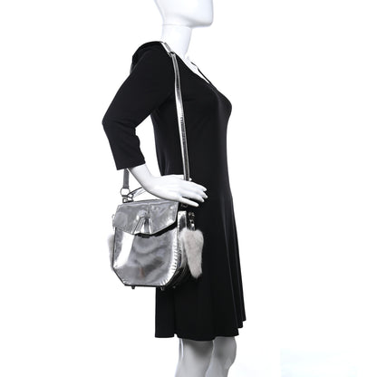 Alexander Wang Metallic Calfskin Rabbit Fur Devere Top Handle Bag Silver 2 of 9