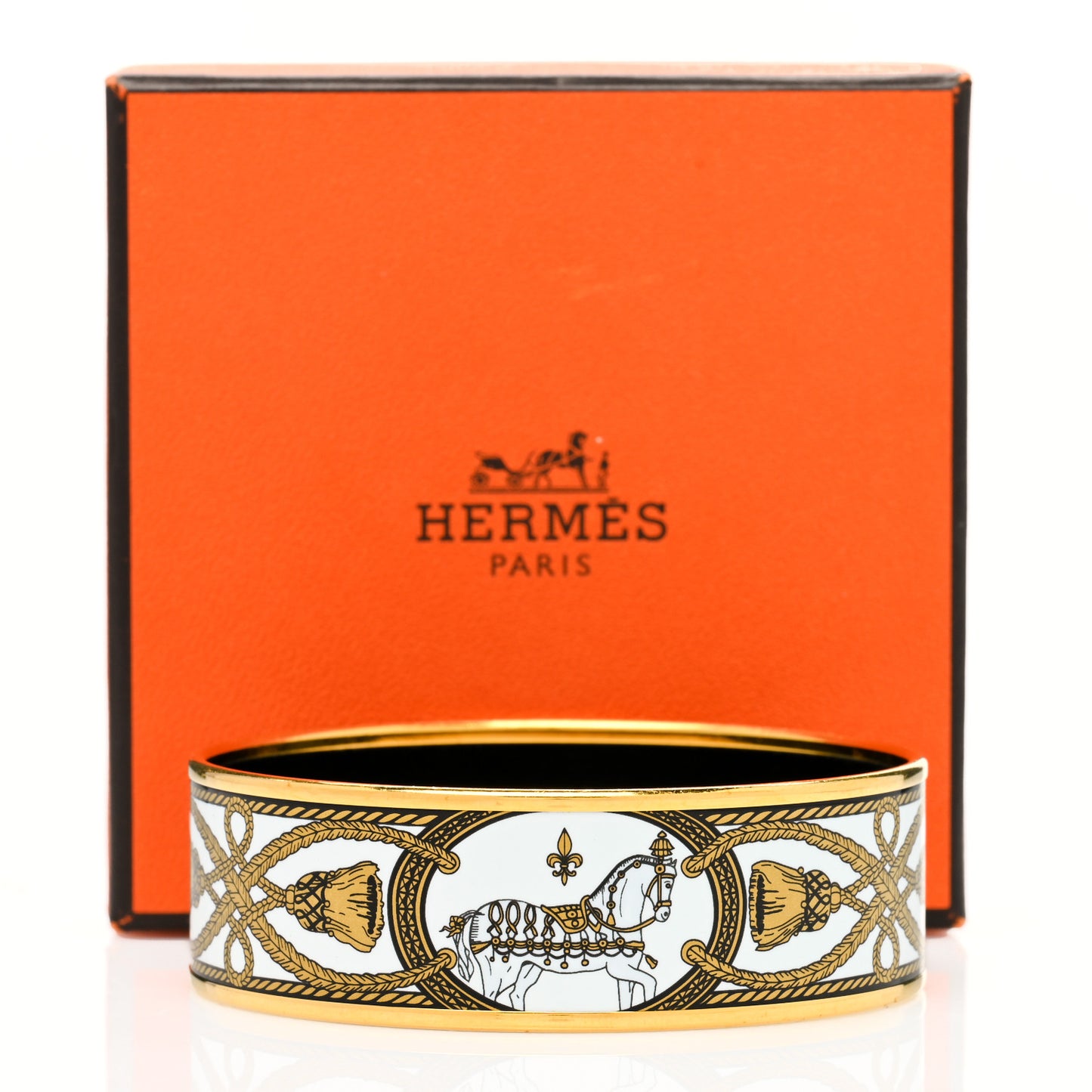 Enamel Printed Wide Grand Apparat Bracelet 70 White