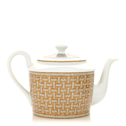 Hermes Porcelain 24 Gold Mosaique Teapot Cup Set Gold 4 of 18