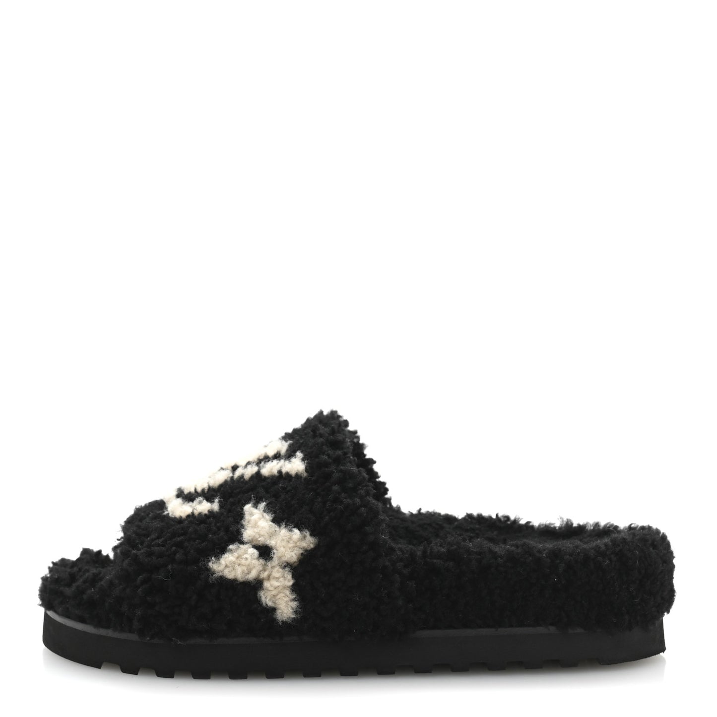 Shearling Monogram Giant Paseo Flat Comfort Mule 36 Black