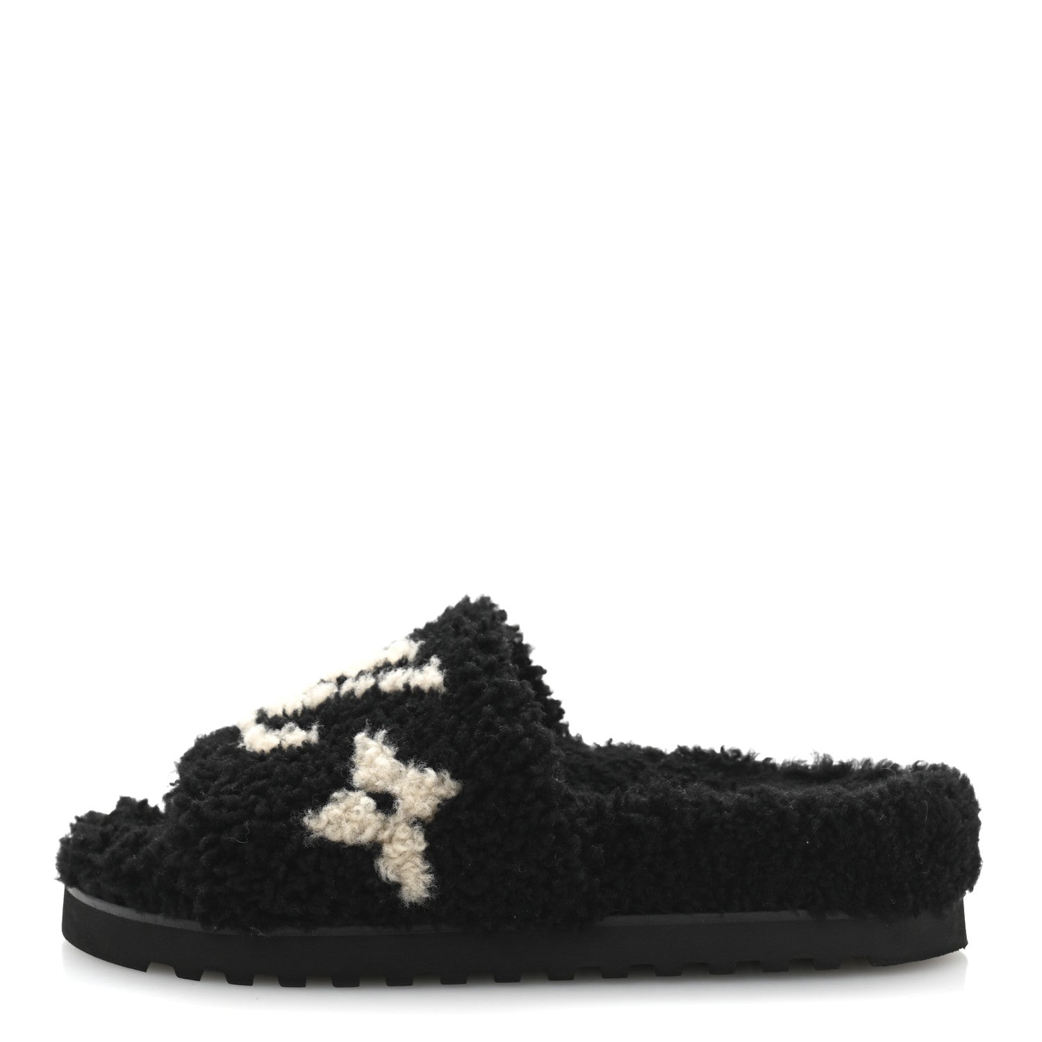 Louis Vuitton Shearling Monogram Giant Paseo Flat Comfort Mule 36 Black 1 of 10