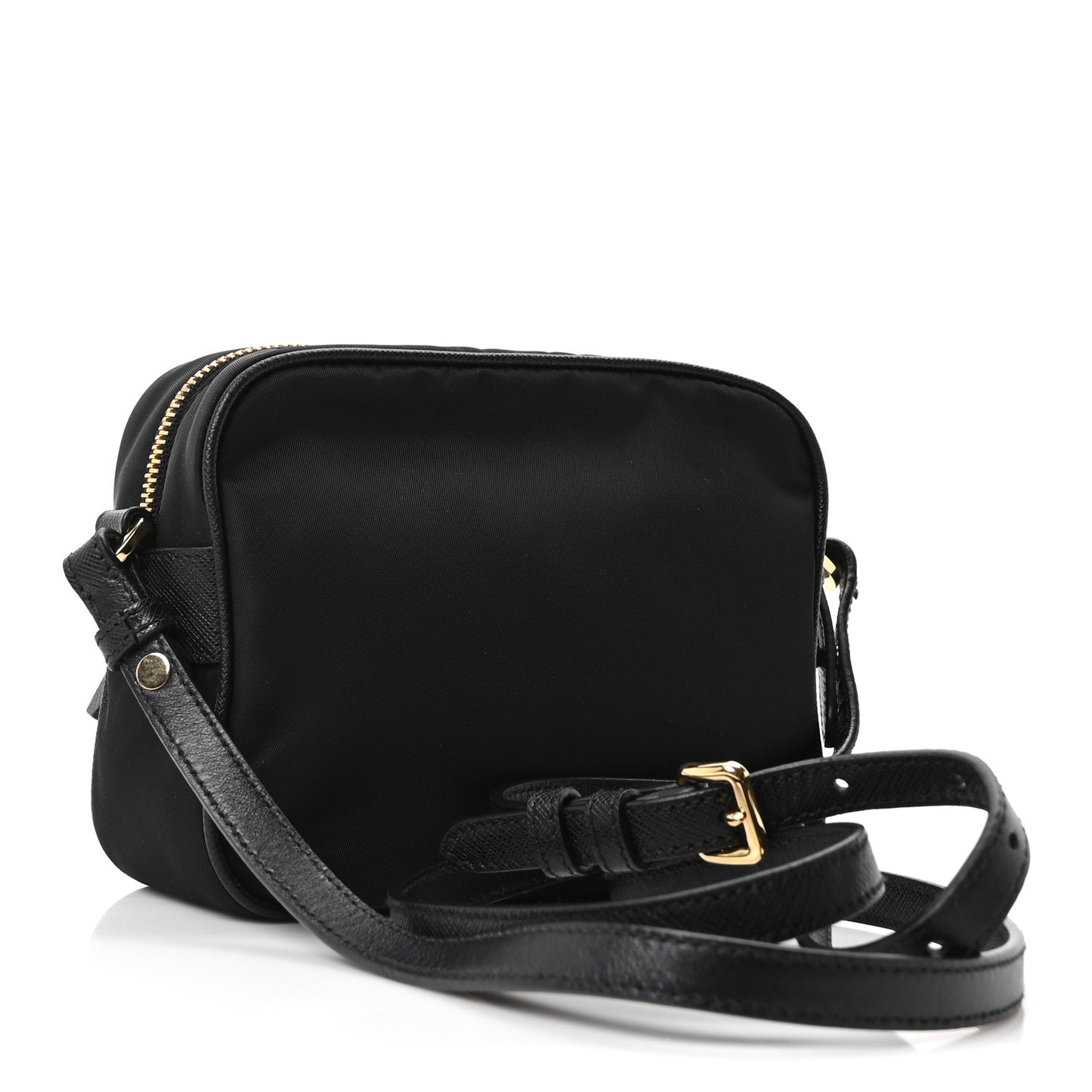 Nylon Vela Saffiano Double Zip Crossbody Black