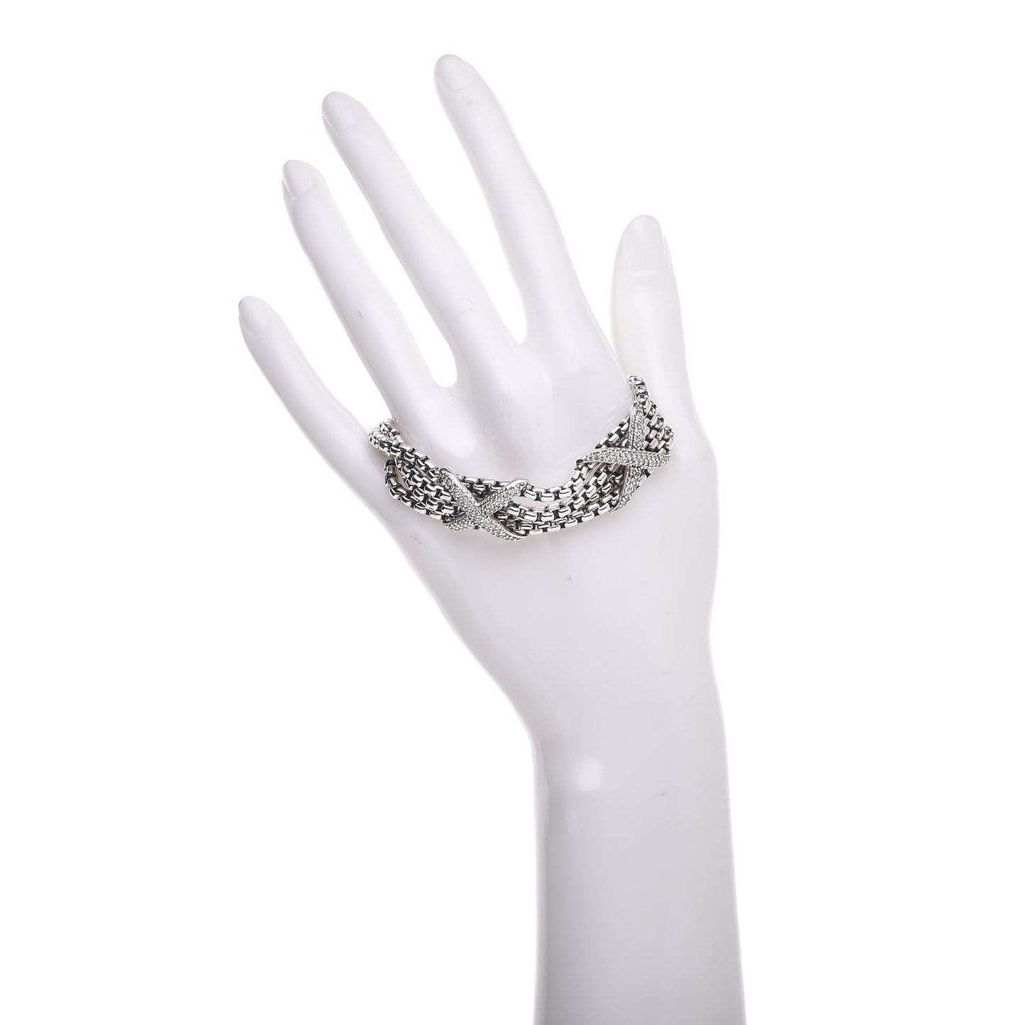 Sterling Silver Diamond Double X Four Strand Bracelet