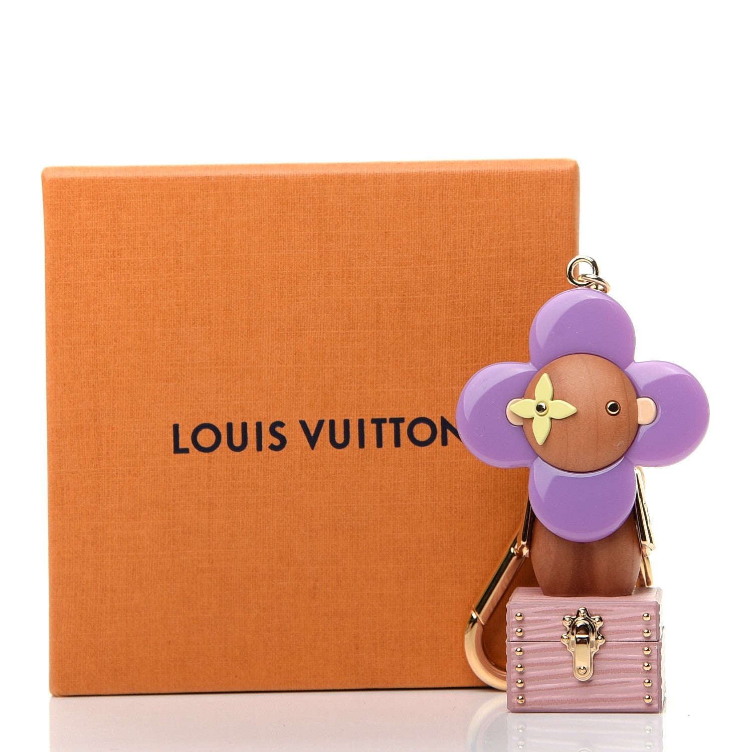 Louis Vuitton Resin Wood Vivienne Trunk Bag Charm Key Holder Pink 3 of 3