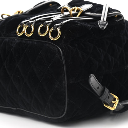 Prada Velluto Velvet Impunture Corsaire Backpack Black 9 of 9