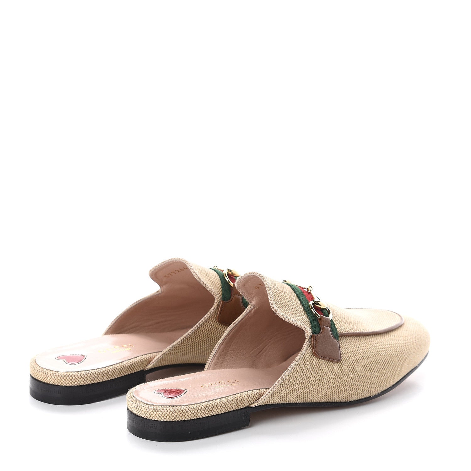 Gucci Canvas Vintage Charlotte Web Princetown Slippers 40 Sand Cuir 4 of 7