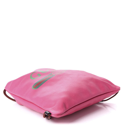 Gucci Grained Calfskin Logo Drawstring Backpack Box Pink Green Black 4 of 10