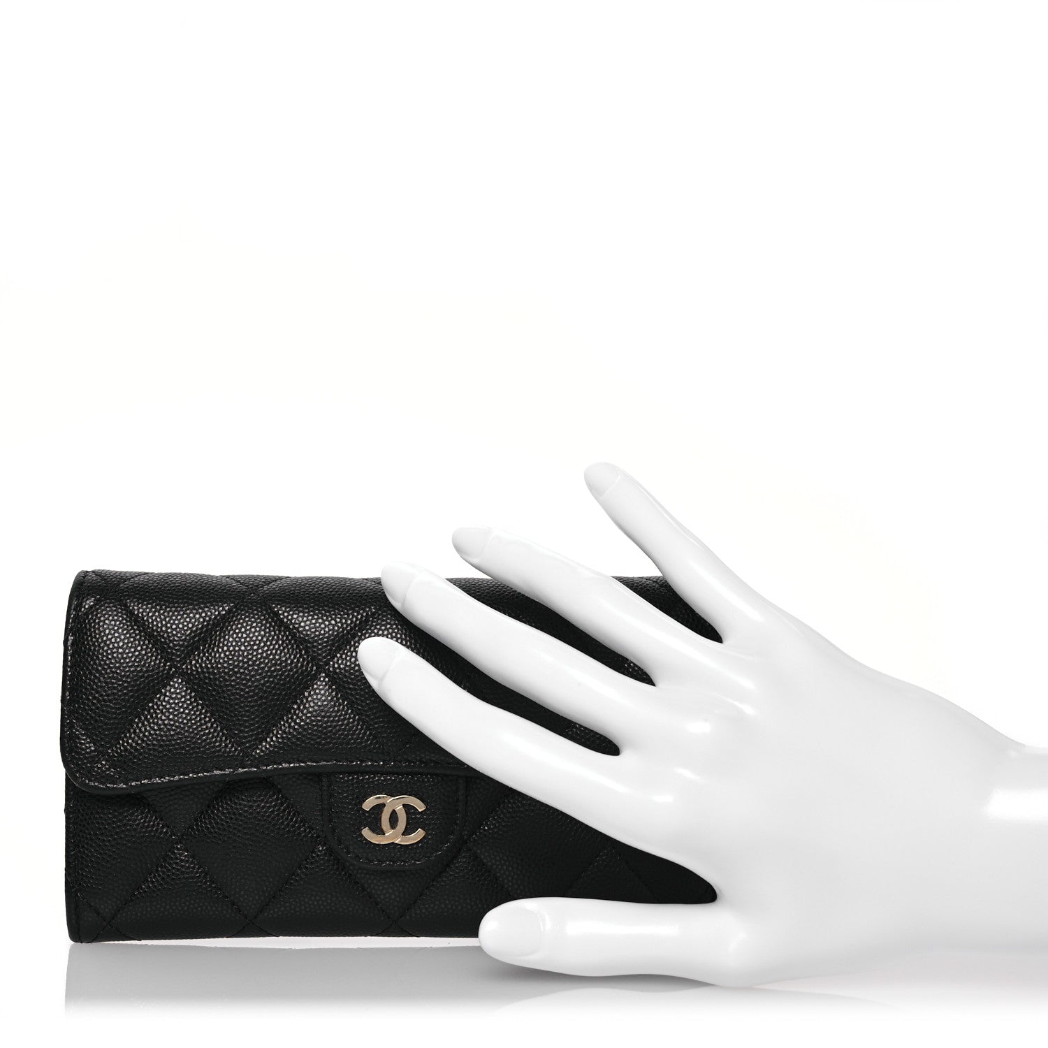 Chanel Caviar Quilted Medium Gusset Flap Wallet Black 2 of 15