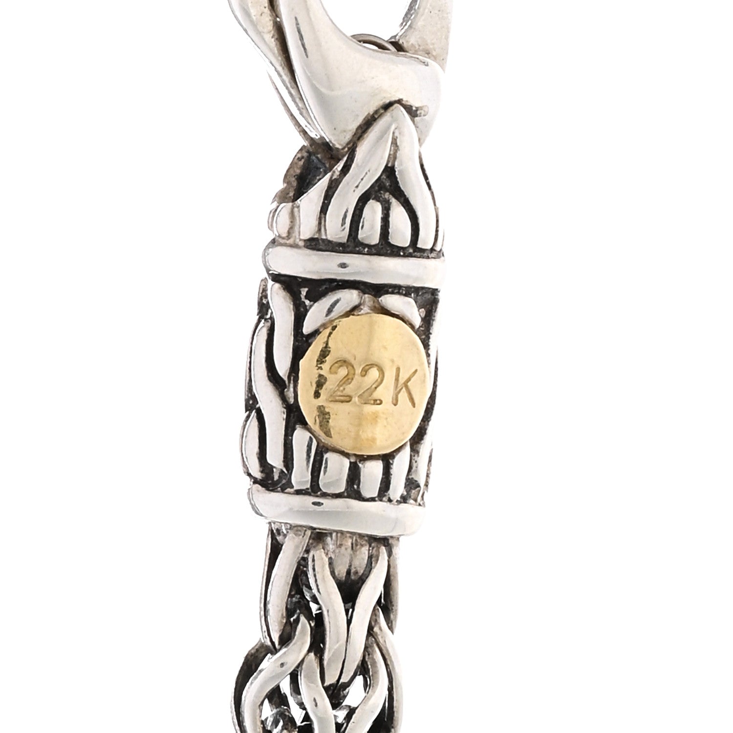 John Hardy Sterling Silver 22K Yellow Gold Hammered Pendant Necklace 4 of 4