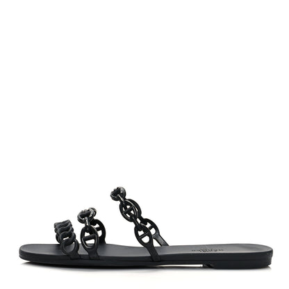 Hermes TPU Rivage Sandals 36 Black 1 of 8