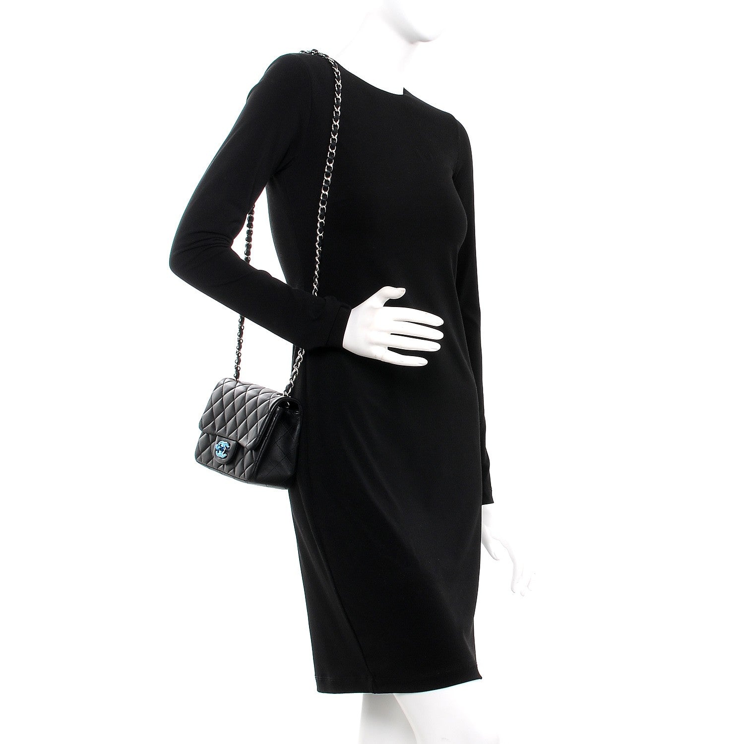 Chanel Lambskin Quilted Mini Square Flap Black 2 of 8