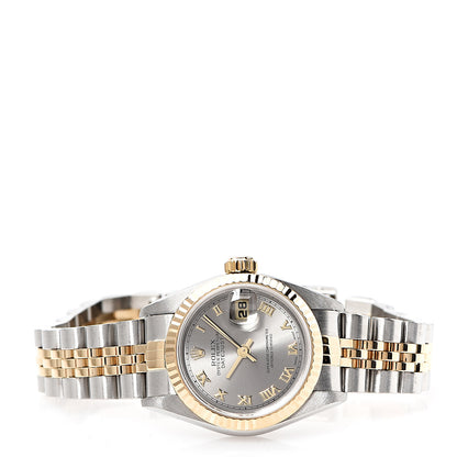 Rolex Stainless Steel 18K Yellow Gold 26mm Oyster Perpetual Datejust Watch Rhodium Roman 79173 2 of 5