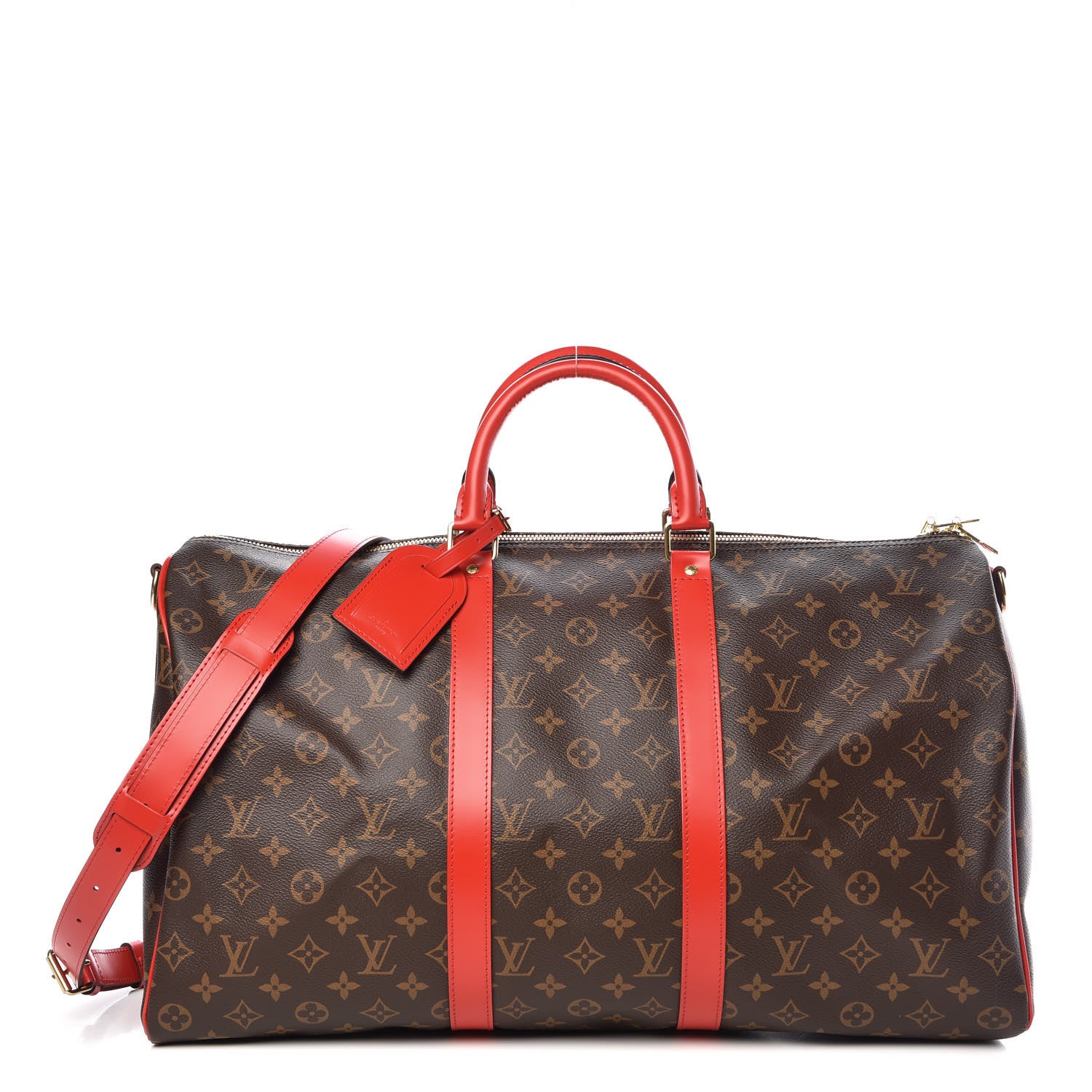 Louis Vuitton Calfskin Monogram Keepall Bandouliere 50 Coquelicot 1 of 10