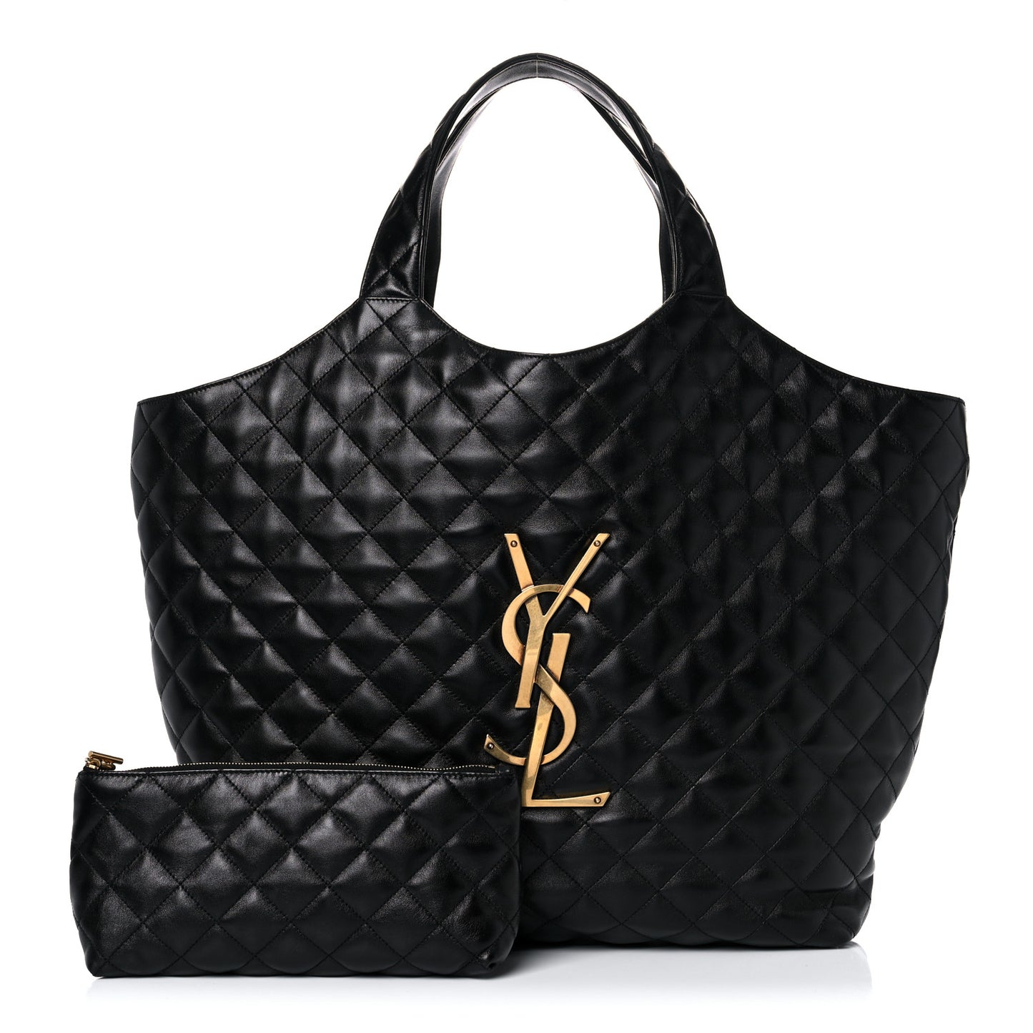 Lambskin Quilted Maxi Icare Shopping Tote Black