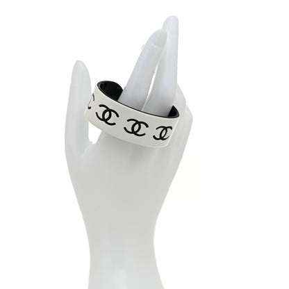 Chanel Resin CC Cuff Bracelet White Black 2 of 4