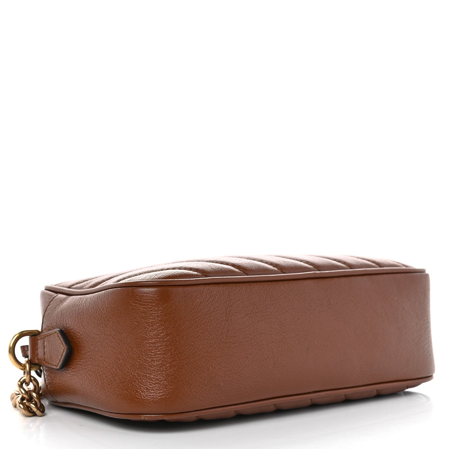 Glazed Calfskin Matelasse Diagonal Small GG Marmont Chain Shoulder Bag Cuir