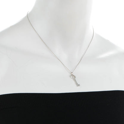 Tiffany 18K White Gold Diamond Medium Heart Key Pendant Necklace 2 of 6