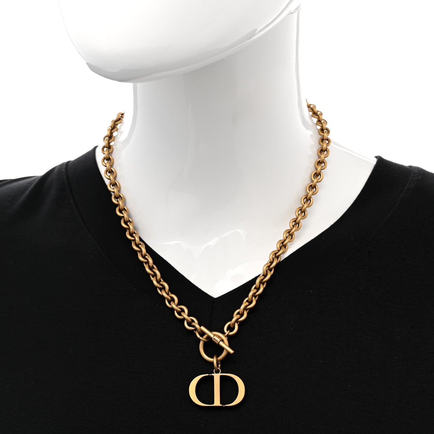 Christian Dior Metal 30 Montaigne Necklace Aged Gold 2 of 6